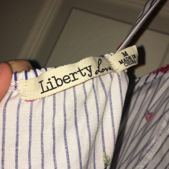 White & navy blue thin stripped cherry tank top - Picture 5 of 5